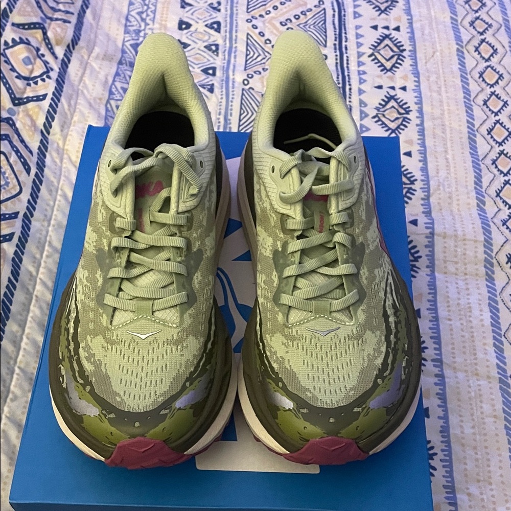 Hoka Women's Stinson7 in Green and Pink